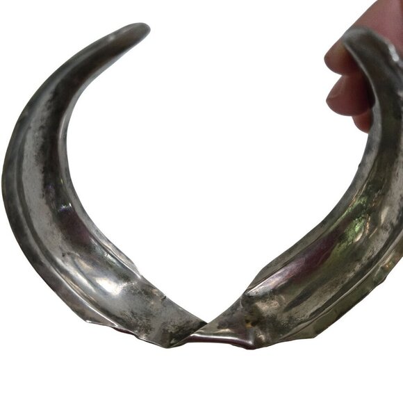 Vintage Unique Brutalist Hammered Silver Cuff Necklace Adjustable 1.25 - Picture 4 of 5